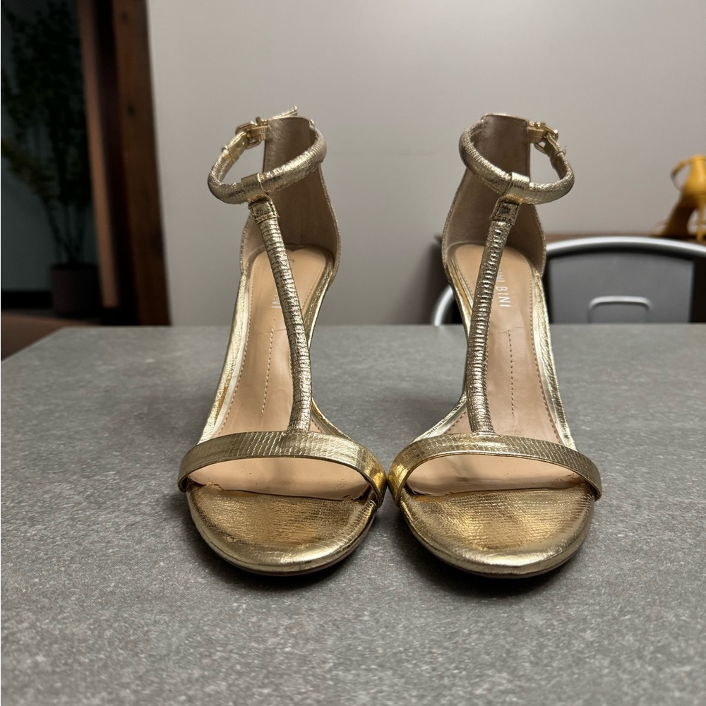 Gianni Bini Gold Ankle Strap Heels